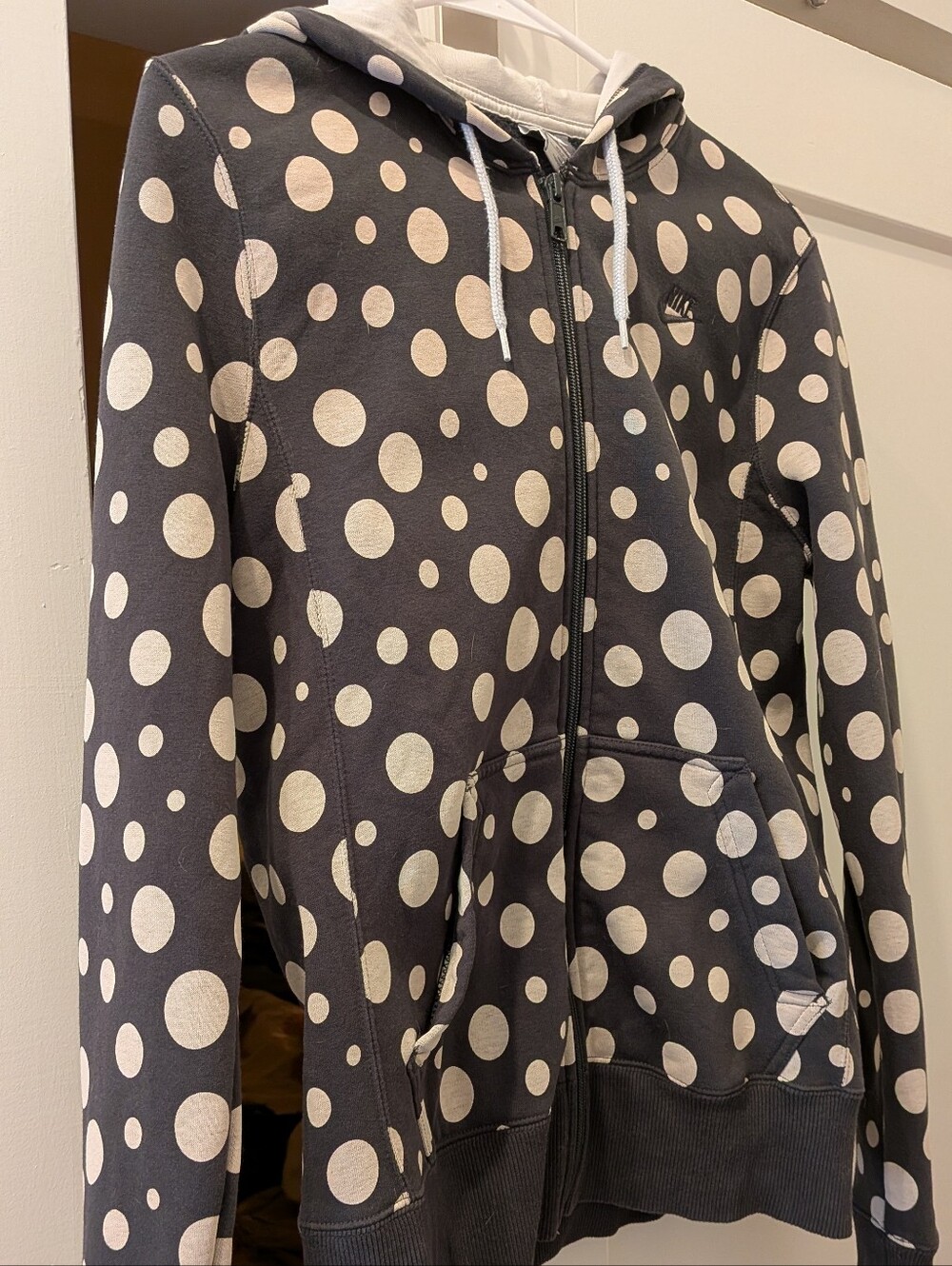 Nike Gray and White Full Zip Hoodie